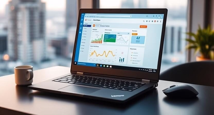 Lenovo ThinkPad 2025 open on a desk during testing – review model