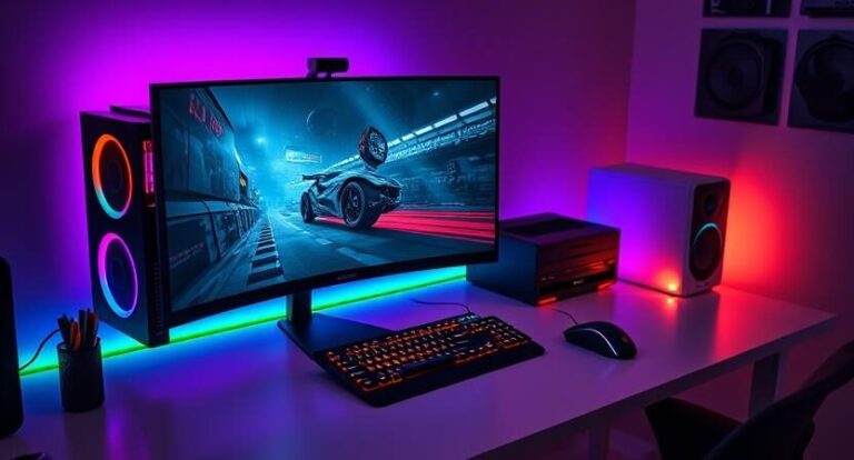 Top Gaming PCs Under $1500 in 2025 – Power Without Breaking the Bank Best gaming PC setup under $1500 with RGB lights and futuristic design in 2025