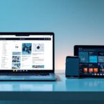 Top Productivity Apps 2025 displayed on multiple devices in a modern digital workspace with AI technology elements