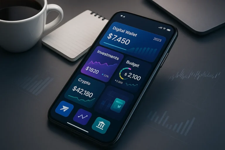 Top Fintech Apps 2025 – Best Tools to Save, Invest & Manage Mone Top Fintech Apps 2025 displayed on a smartphone with budgeting, investing, and payment tools on screen, symbolizing modern financial management.